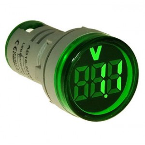 DMS-133, Цифровой LED вольтметр AC 20-500В, AD16-22VMC, зеленый, установка на панель в отв d=22мм