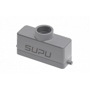 Крышка разъема S24B-TE-2B-PG21, Крышка разъема на кабель, типоразмер 24B, без уплотнителя, 1 отверстие с резьбой для кабельных вводов PG21, с верхним расположением, без защелки (упоры под одну защелку), материал корпуса: алюминиевый сплав