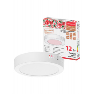 Светильник светодиодный накладной "Даунлайт НАРОДНЫЙ" круг СПО (белый) алюминий 12Вт 3000К SQ0329-4215