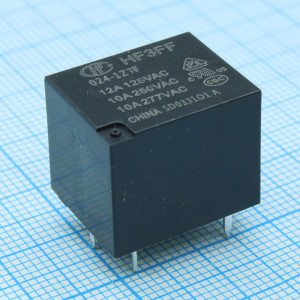 HF3FF/024-1ZTF, Миниатюрное силовое реле серия 833H 10A одна контактная группа на переключение катушка 24В монтаж в отверстие