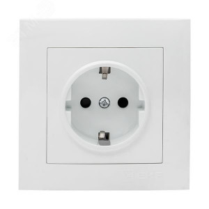 Розетка 1-м СП Валенсия 16А IP20 с заземл. защ. шторки бел. PROxima EWR16-028-10