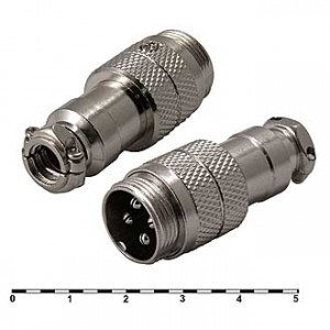 GX16M-4, Разъём цилиндрический малогабаритный, 4 контакта, вилка на кабель