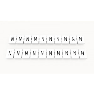 Маркировка (в кассетах) ZB8-10P-19-44Z(H), Кассета с маркировочными шильдиками, для клемм сечением 6 мм.кв., верхняя, 10 шильдиков, нанесенные символы: N, с вертикальным расположением, размер шильдика: 7,45 x 10,7 мм, цвет: белый