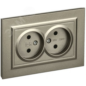 Розетка 2-м СП BRITE РС12-2-БрШ 10А в сборе без заземл. без защ. шторок шампань BR-R20-10-K37-F