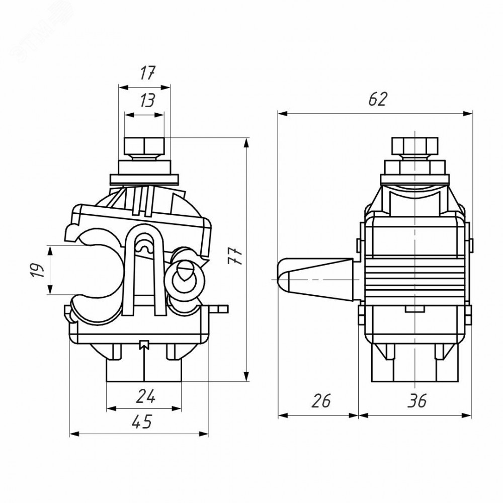 Изображение товара Зажим ответвительный N 640 (16-120/6-35кв.мм)