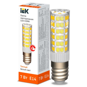 Лампа LED CORN капсула 7Вт 230В 3000К керамика E14 LLE-CORN-7-230-30-E14
