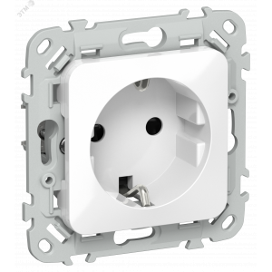 FLITE Розетка с заземлением с защитными шторками безвинтовое крепление 16А РСш11-1-ФлБ белый IEK FI-R14-16-1-K01