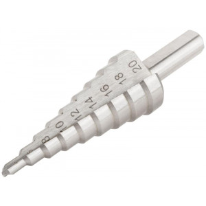 Сверло ступенчатое HSS (Р6М5) по металлу, 9 ступеней, 4-20 мм 36395