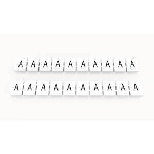 Маркировка (в кассетах) ZB8-10P-19-90Z(H), Кассета с маркировочными шильдиками, для клемм сечением 6 мм.кв., верхняя, 10 шильдиков, нанесенные символы: A, с вертикальным расположением, размер шильдика: 7,45 x 10,7 мм, цвет: белый