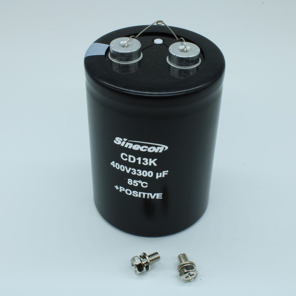 Изображение товара Алюминиевый электролитический конденсатор 3300мкФ 400В 76х105мм винтовой терминал Изображение товара Алюминиевый электролитический конденсатор 3300мкФ 400В 76х105мм винтовой терминал