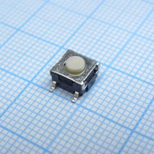 B3S1000, Кнопка тактильная 6х6 h=4.3мм (3.4мм+толкатель 0.9мм) 1.57N(160гр) 0.05A 24В SMD монтаж 5000000циклов лента на катушке