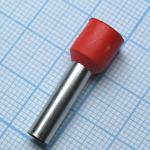 HE 10-18  Red, наконечник кабельный торцевой трубчатый с изоляцией, L=27.5/18мм, сеч. пров. 10мм2
