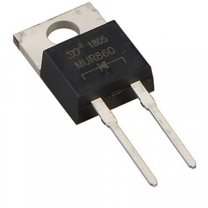 MUR1660, Корпус TO220AC, Диод одиночный, Uобр.макс. 600 В, Iпрям. (сред.) 16 А, Uпрям. 1.6 В, Особенности Ultra Fast, Iобр. 10 мкА, Время восстановления Диодов 35 нс, Емкость перехода 98пФ, Рабочая температура -55 °C...+150 °C, Монтаж на плату, THT