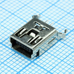 KLS1-229-5FC-B, Разъем mini USB, розетка тип B 5 контактов вертикальная