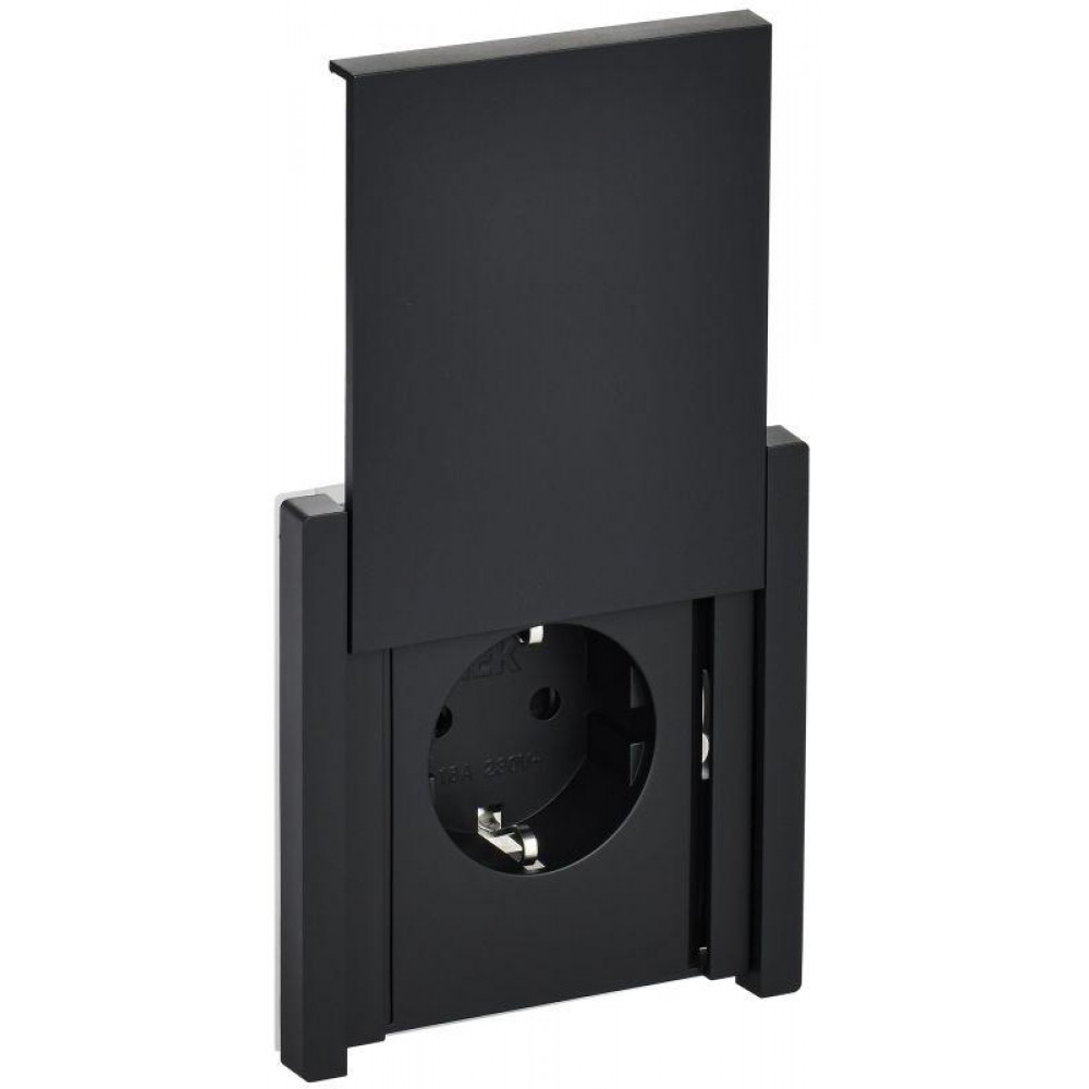 Изображение товара Розетка 1-местная с заземлением, IP44, черная, IEK FP-R16-16-1-44-K02