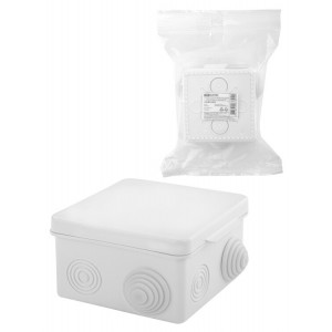 Распаячная коробка ОП 80х80х50мм, крышка, IP54, 7вх., белая, инд. штрихкод SQ1401-0922