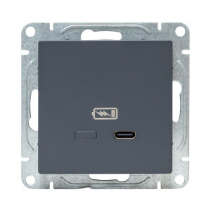 Механизм розетки USB-С, быстрая, графит Эпика EKF UP1-SOG-USBCF