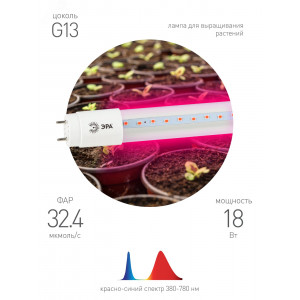 Лампа светодиодная FITO-18W-RB-Т8-G13-NL 18Вт T8 линейная 96LED 2835 IP20 35000ч для растений/для подсветки мясных витрин красн./син. спектр стекло Б0042990