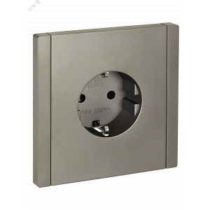 FORTE&PIANO Розетка 1-местная с заземлением с защитными шторками винтовое крепление 16А FP515 сталь IEK FP-R14-16-K46