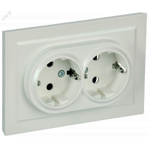 Розетка 2-м СП BRITE РС12-3-БрЖ 16А в сборе с заземл. без защ. шторок жемчуж. BR-R21-16-K36-F