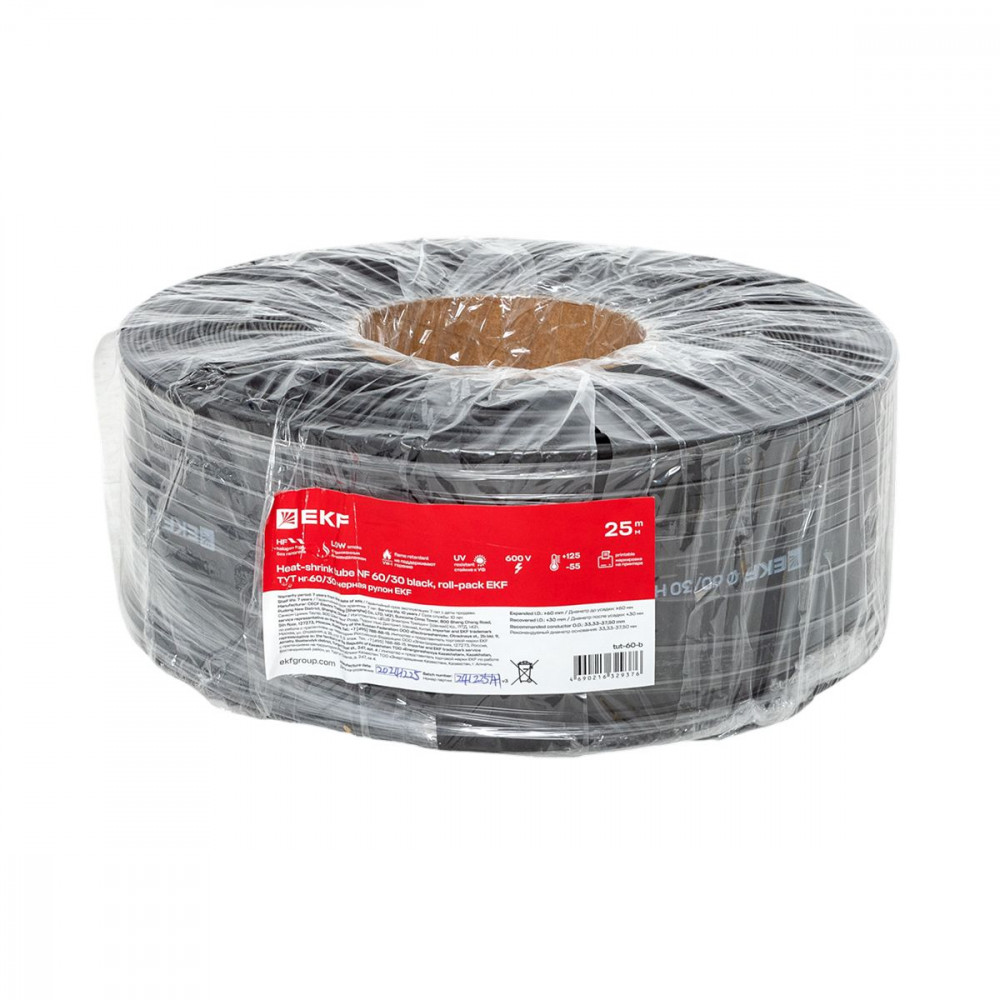 Изображение товара Термоусаживаемая трубка PROxima tut-60-b 60/30 черная рулон для электроизоляции