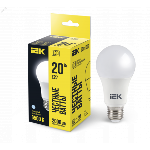 Лампа светодиодная ECO A60 20Вт грушевидная 230В 6500К E27 IEK LLE-A60-20-230-65-E27