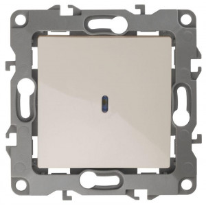 12-1102-02 Выключатель с подсветкой, 10АХ-250В, IP20, 2, слоновая кость (10/100/3200) Б0014634