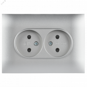 SKANDY Розетка 2-местная без заземления с защитными шторками 10А в сборе SK-R09S серебряный IEK SK-R23-10-K23-F