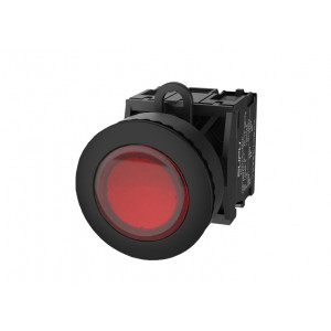 Кнопка выпуклая (красная) TS2537-0BL10-R10, Кнопка круглая выпуклая, с блокировкой, LED AC 220V, утопленное пластиковое переднее кольцо, с плавным нажатием, с контактной группой 1NO, диаметр головки кнопки 36 мм, диаметр посадочного отверстия: 22 мм, цвет: красный