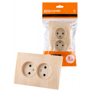 Розетка двойная 2П 10А 250В с защ. шт. сосна "Лама" SQ1815-0312