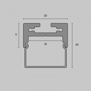 Профиль алюминиевый накладной-подвесной 20х20 Maytoni ALM-2020B-S-2M