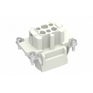 Розеточная контактная вставка SE-006-FS, Розеточная контактная вставка, пружинная фиксация, 6 полюсов + PE, типоразмер 6B, 500V, 16A, сечение обслуживаемых проводников 0,14-2,5 мм кв, тип покрытия контактов: серебро