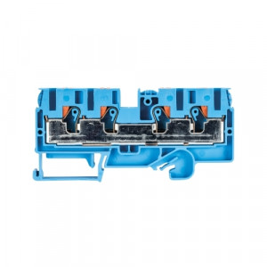 Проходная клемма WTP 6/10 D2/2 BL, Проходная клемма, 4 точки подключения, тип фиксации провода: Push-in, номинальное сечение: 6/10 мм кв., 57A, 1000V, ширина: 8 мм, цвет: синий, тип монтажа: DIN35