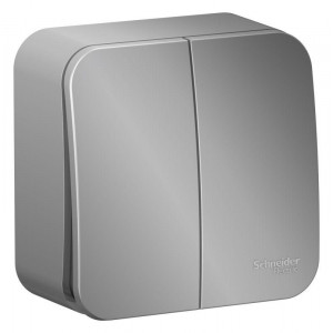 Выключатель 2-кл. ОП Blanca 10А IP20 (сх. 5) 250В с изолир. пластиной алюм. SE BLNVA105013
