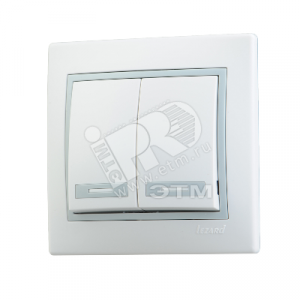 Выключатель 2-кл. СП Mira 10А IP20 с сер. вставкой бел. 701-0215-101