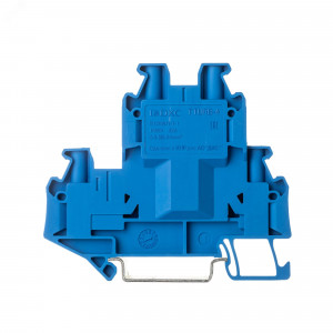 Клемма двухуровневая, винтовой зажим, 4 точки подключения, 4 кв.мм, синяя TTURB-4-BU