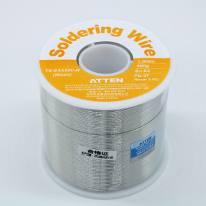 TS-63A500-R Wash Sn63Pb37 1.0мм 500г 3.5%, Свинцовый одноканальный трубчатый припой с водосмываемым флюсом 3.5% ROL0, температура плавления 183-184°С