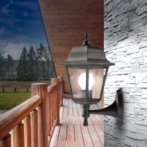 НБУ 04-60-001 черный Светильник садово-парковый Леда настенный четырехгранный черный Е27 (8/96) Б0048111