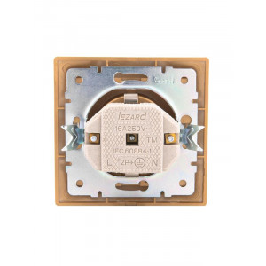 Розетка 1-м СП Mira 16А IP20 с заземл. со вставкой керамика зол. метал. 701-1313-122