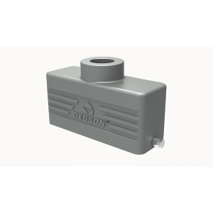 Крышка разъема D24B-TE-2g-M25, Крышка разъема на кабель, типоразмер 24B, без уплотнителя, 1 отверстие с резьбой для кабельных вводов M25x1,5, с верхним расположением, без защелки (упоры под одну защелку), материал корпуса: алюминиевый сплав