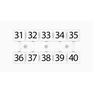 Маркировка (полоска) ZT12-10P-19-09Z(H), Кассета с маркировочными шильдиками, для клемм сечением 16 мм.кв., верхняя, 5x2 шильдиков, нанесенные символы: 31...40, с вертикальным расположением, размер шильдика: 11 x 10,8 мм, цвет: белый