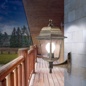 НБУ 04-60-001 бронза Светильник садово-парковый Леда настенный четырехгранный под бронзу Е27 Б0048112