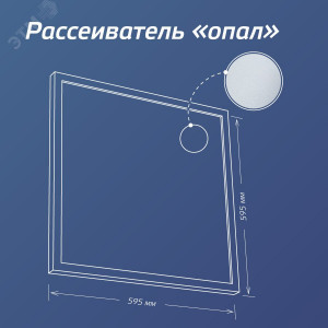 Светильник светодиодный 36Вт 6500К 176-264В 595х595х18 ДВО офисный опал панель KOC_DVO36W6.5K_OP