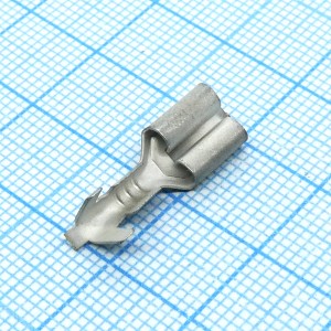 Контакт гнездовой 1/02505/44-02, Контакт гнездовой 6.3мм с монтажным усиком под провод сечением 1.25...2.5мм2  покрытие олово-висмут 2..3мкм, ОСТ37.003.032-88.