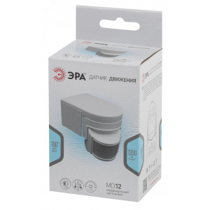 MD 012 Датчик движения белый, макс. нагрузка 1100Вт, угол обзора 180град., дальность 12м, IP44 Б0043789