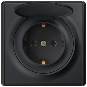 Розетка 1-м СП Florence 16А IP20 с заземл. с крышкой винтов. клеммы механизм черн. (1E10501303) 2172814