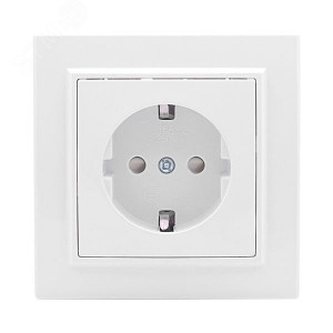 Розетка 1-м СП Минск 16А IP20 с заземл. защ. шторки бел. Basic ERR16-028-100