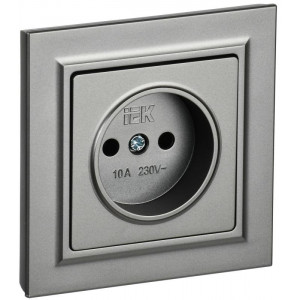 Розетка СП BRITE РСР10-1-0-БрС 10А в сборе без заземл. без защ. шторок сталь BR-R10-10-K46-F