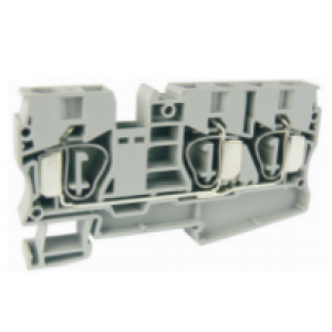 Проходная клемма UJ5-10/1X2, Проходная клемма, 3 точки подключения, тип фиксации провода: пружинный, номинальное сечение: 10 мм кв., 65A, 800V, ширина: 10,2 мм, цвет: серый, тип монтажа: DIN35