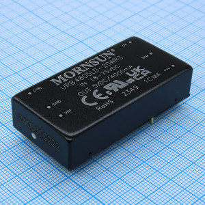 URB4805LD-20WR3, DC/DC, 20Вт, вход 18…75В, выход 5В/4А, изоляция 1500В DC, КПД 84…86%, максимальная емкостная нагрузка не более 10000мкФ, вход On/Off, 2x1", 50.8x25.4x11.8мм, -40…85°C, металл